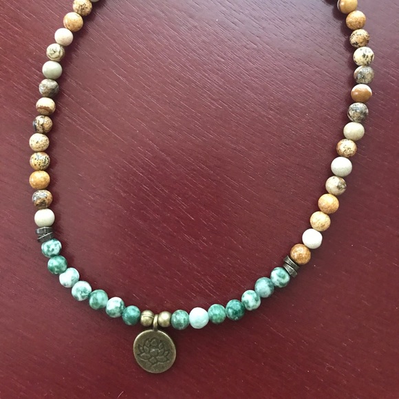 African turquoise and picture jasper mala/bracelet - Picture 4 of 4